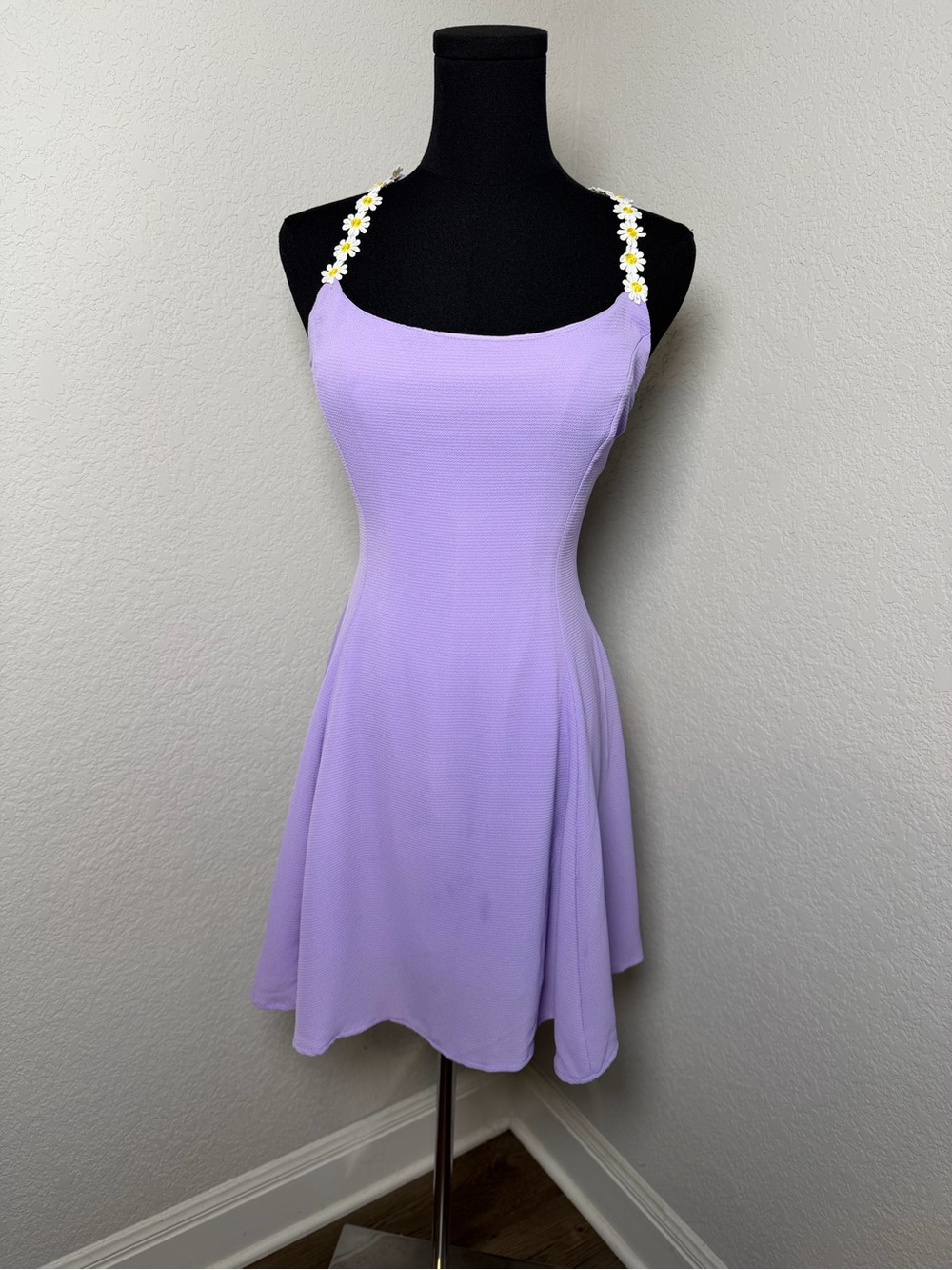 Lilac Daisy-strap A-Line Dress